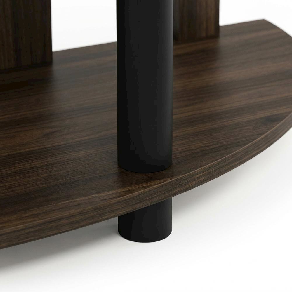 Walnut and Black TV Stand with Wide Surface and Storage Compartments. Picture 6
