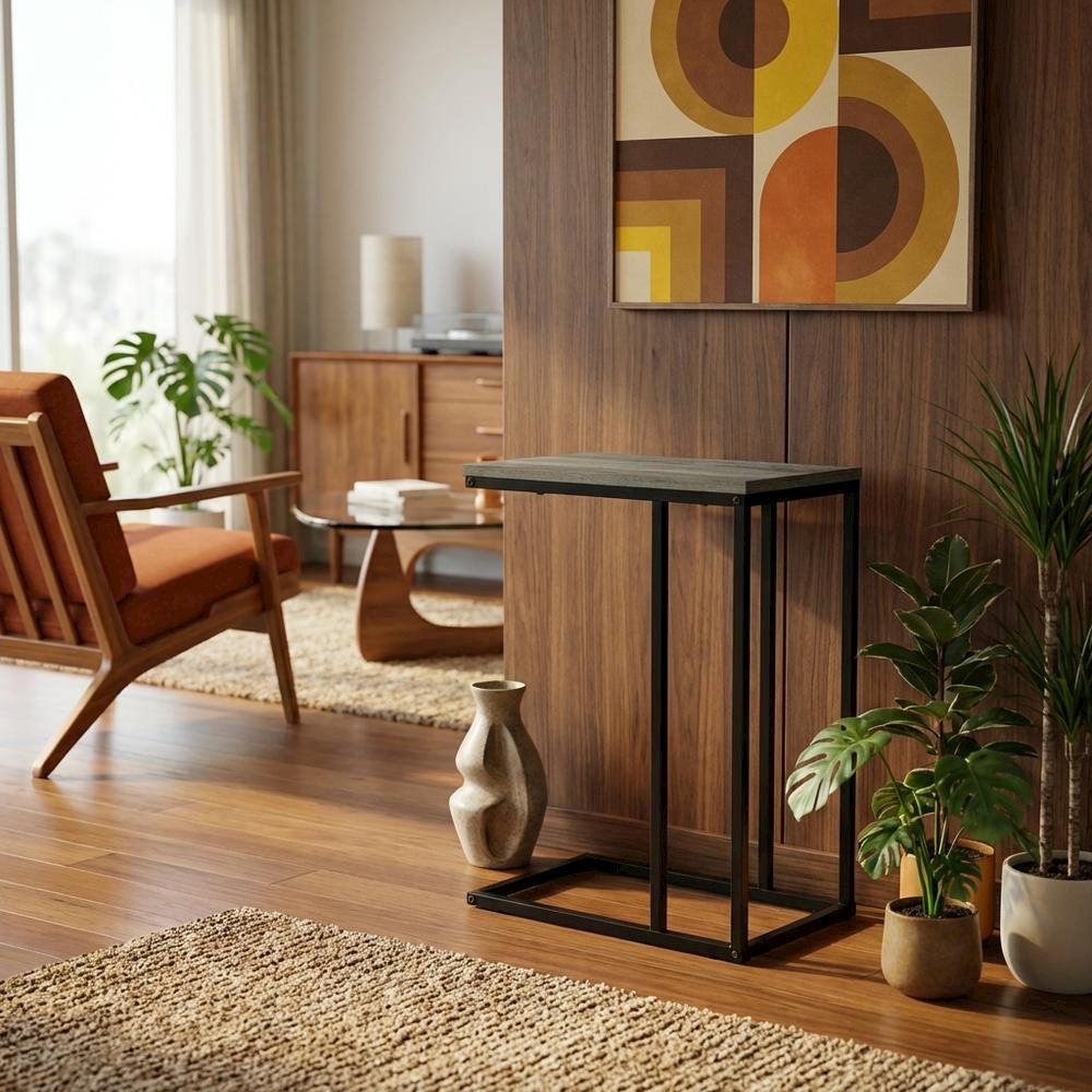 French Oak Grey, Side Table, Quality Build, Durable Wood Frame. Picture 3