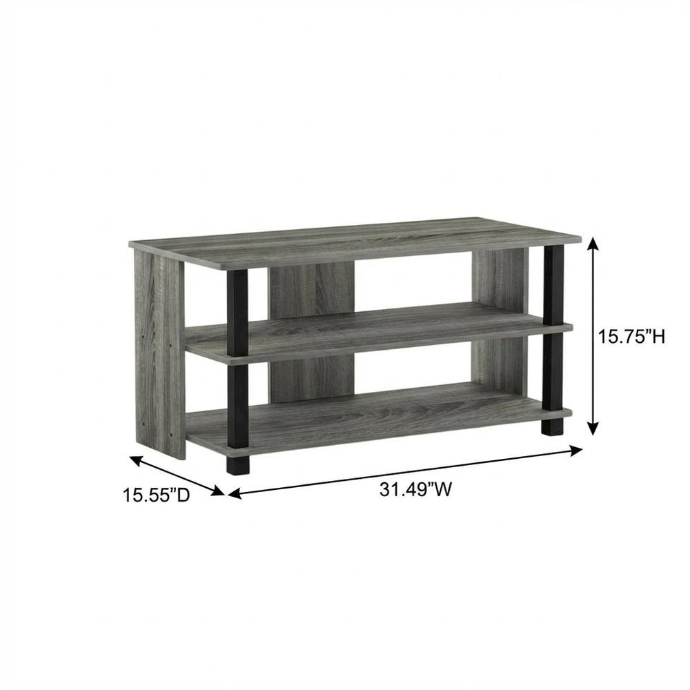Wooden 3-Tier TV Stand, TVs up to 40 inches, Modern Style, Space-Saving Design. Picture 7
