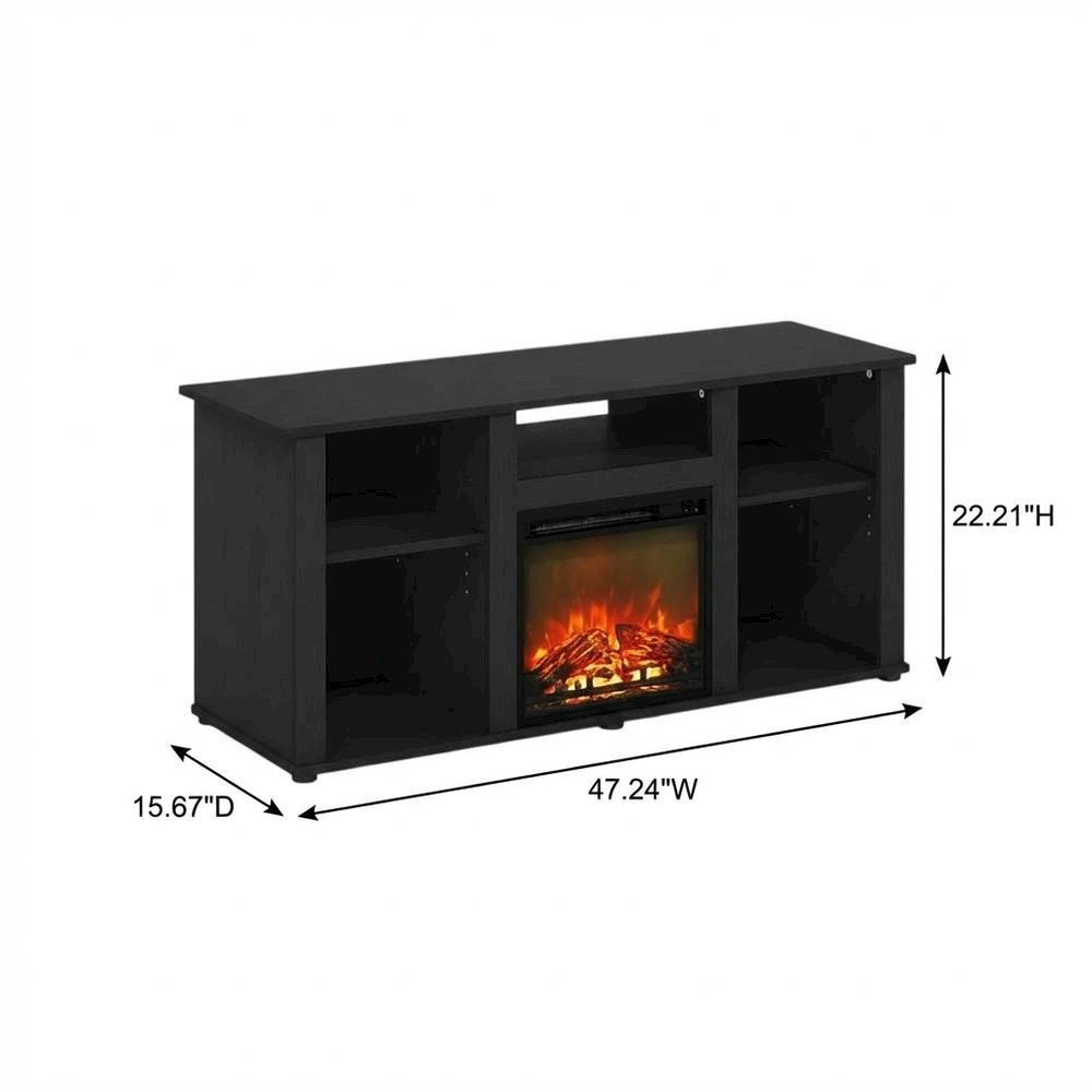 Brown Fireplace TV Stand with Open Storage for TVs up to 55 inches. Picture 7