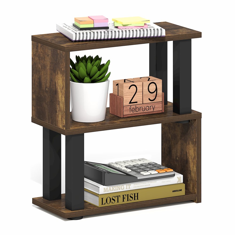 TURN-N-TUBE 3-Tier Corner Desk Organizer, Desktop Shelf, Amber Pine. Picture 2