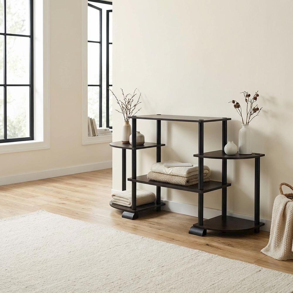 TV stand in Espresso/Black, composite wood, PVC tubes, modern style. Picture 3
