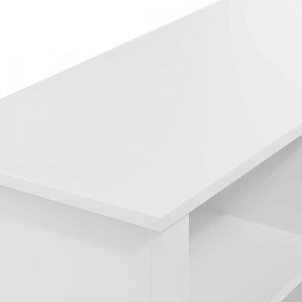 Solid White TV Stand with Fireplace and Wood Construction for Living Room. Picture 5