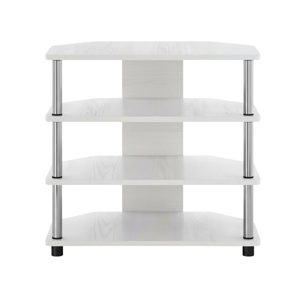 Wooden TV stand, modern white oak, chrome accents, living room furniture. Picture 4