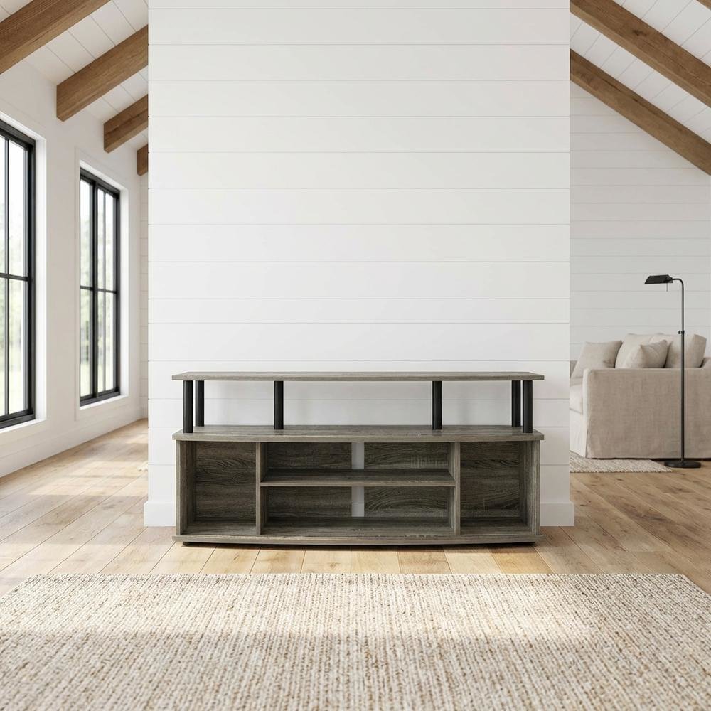 Stylish French Oak and Black Large Entertainment Center for up to 55-inch TV. Picture 2