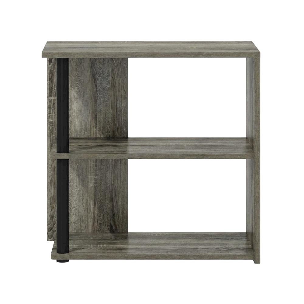 French Oak and Black Finish 2-Tier End Table with Stylish Storage. Picture 4