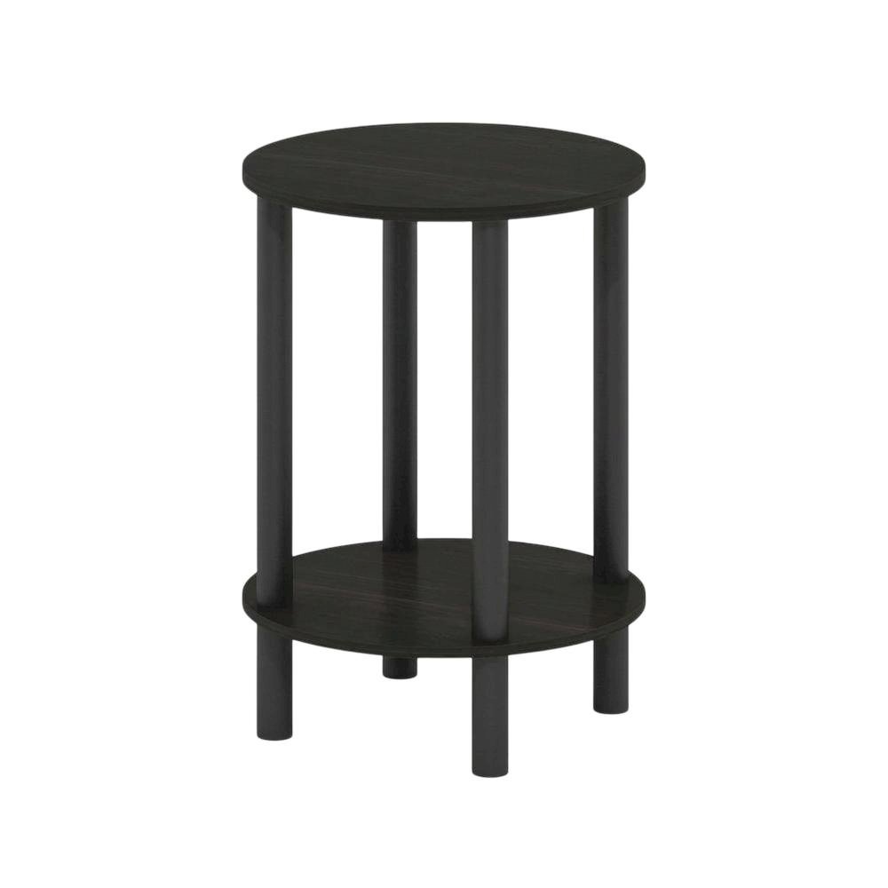 Round Wooden End Table with Espresso and Black Finish, Modern Side Table. Picture 1