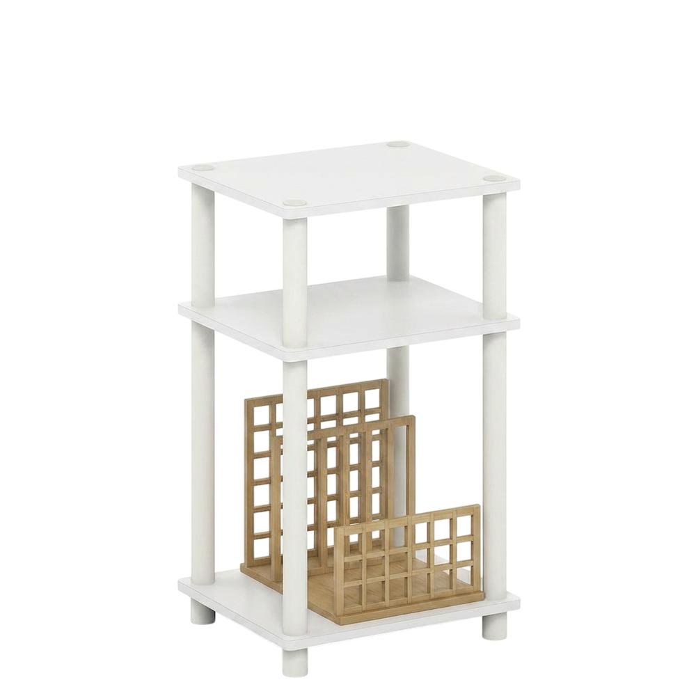 White 3-Tier Side Table with Modern End and Bedside Design. Picture 1