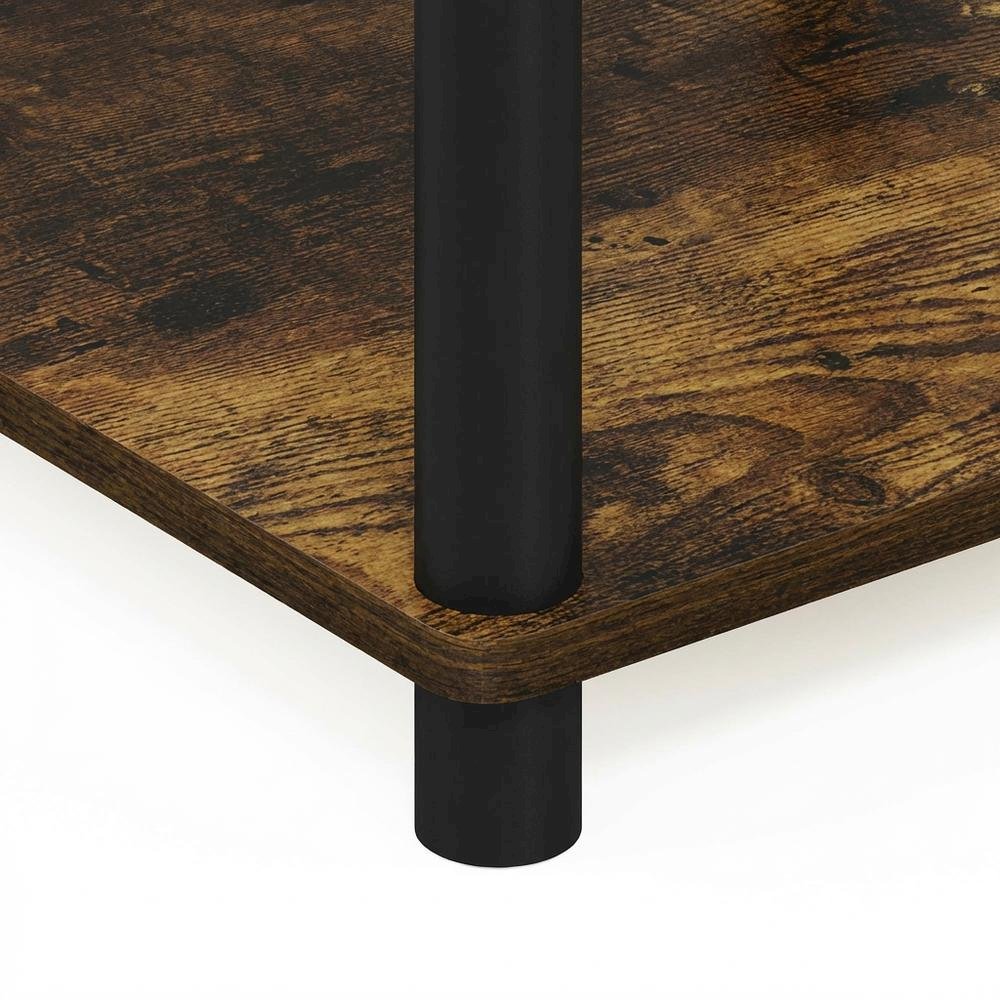 Amber Pine and Black Finish End Table with Modern Design. Picture 6