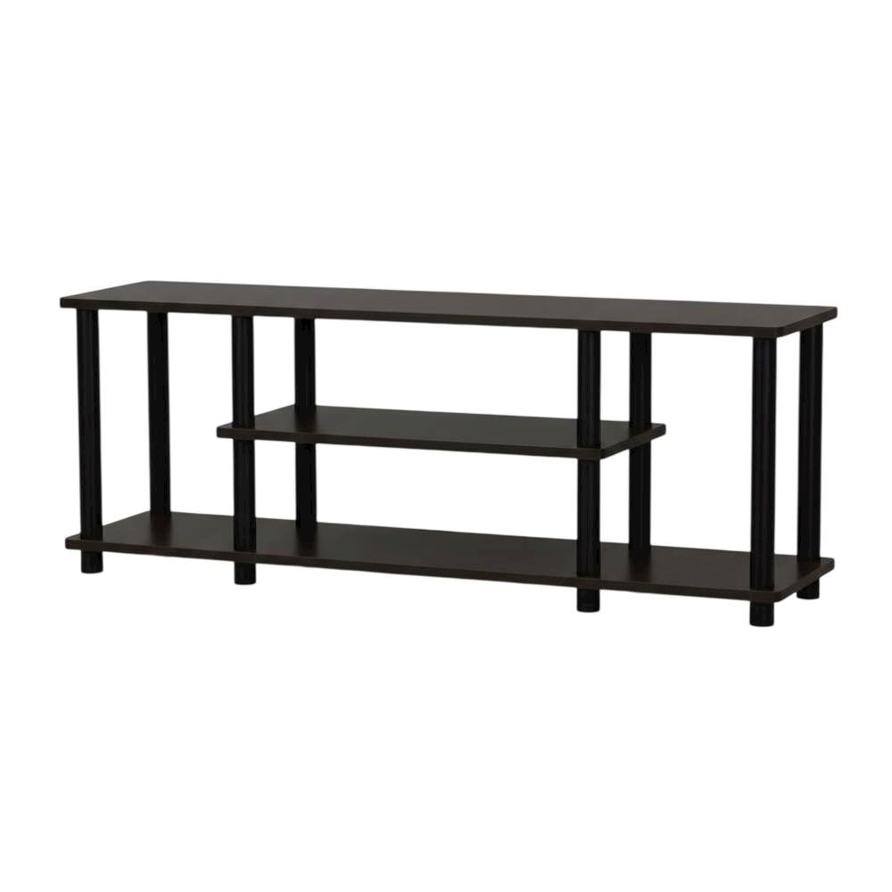 Walnut TV Stand with 3-Tier Open Storage and Modern Design. Picture 4