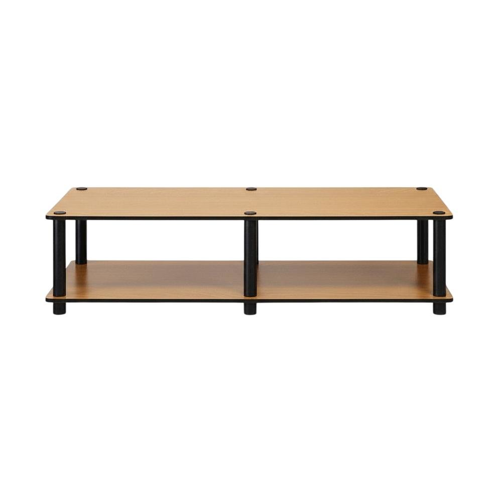 Light Cherry and Black TV Stand with Composite Wood and PVC Tubes. Picture 4