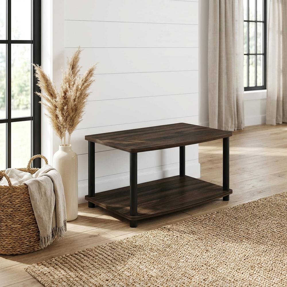 Wooden TV stand with elevated design and no tools required. Picture 2