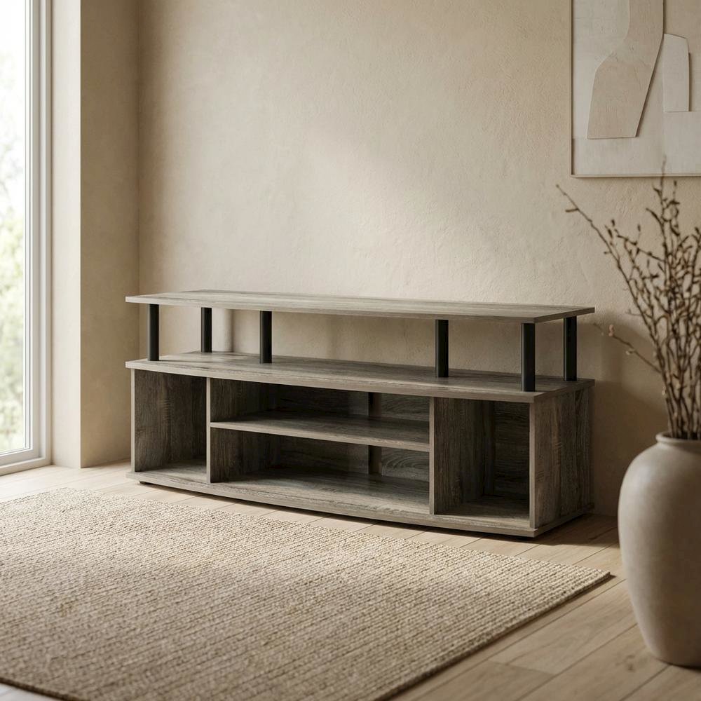 Stylish French Oak and Black Large Entertainment Center for up to 55-inch TV. Picture 3