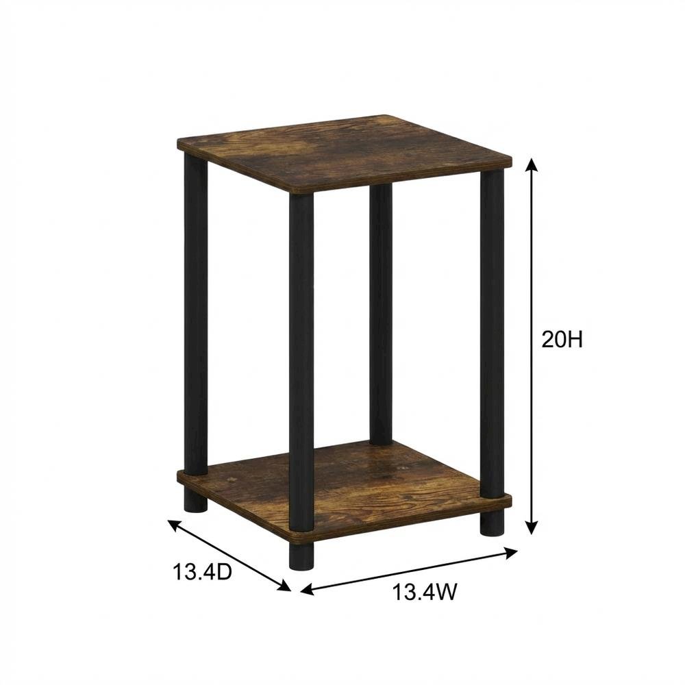 Amber Pine and Black Finish End Table with Modern Design. Picture 7