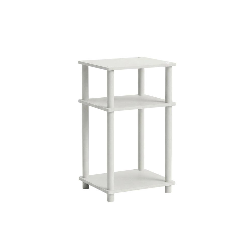 White 3-Tier End Table with Multi-level Storage and Modern Design. Picture 1