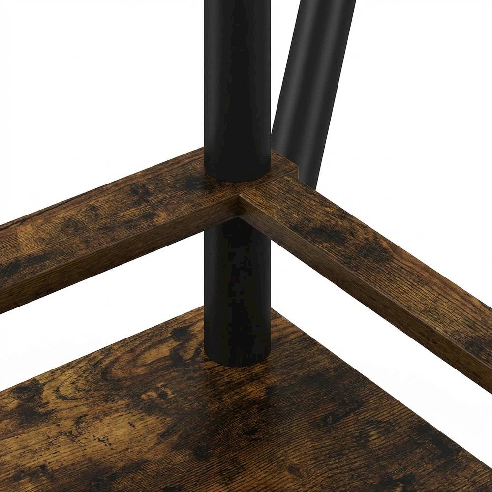 Amber Pine and Black Tall End Table with Storage Bin for Living Room. Picture 6