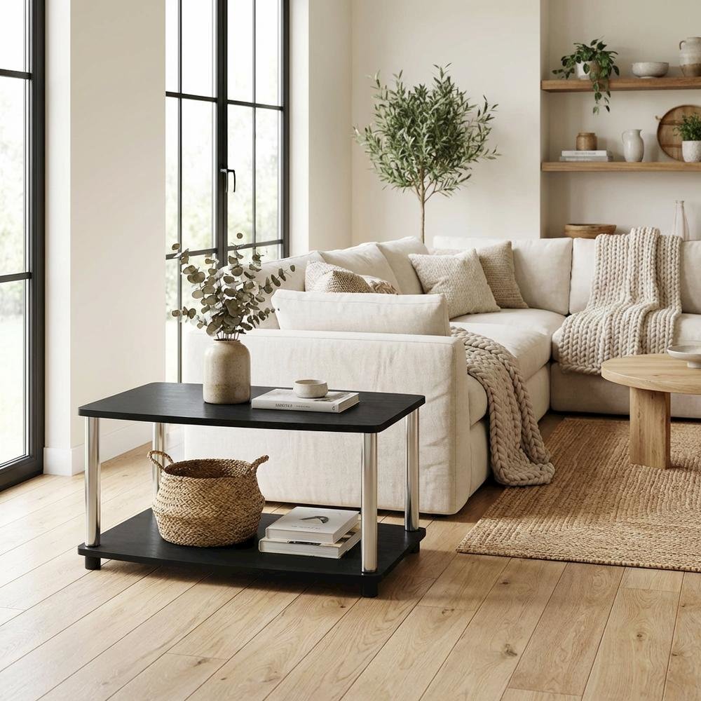 Wooden TV Stand with Americano/Chrome Finish, Elevated Design, No Tools Required. Picture 3