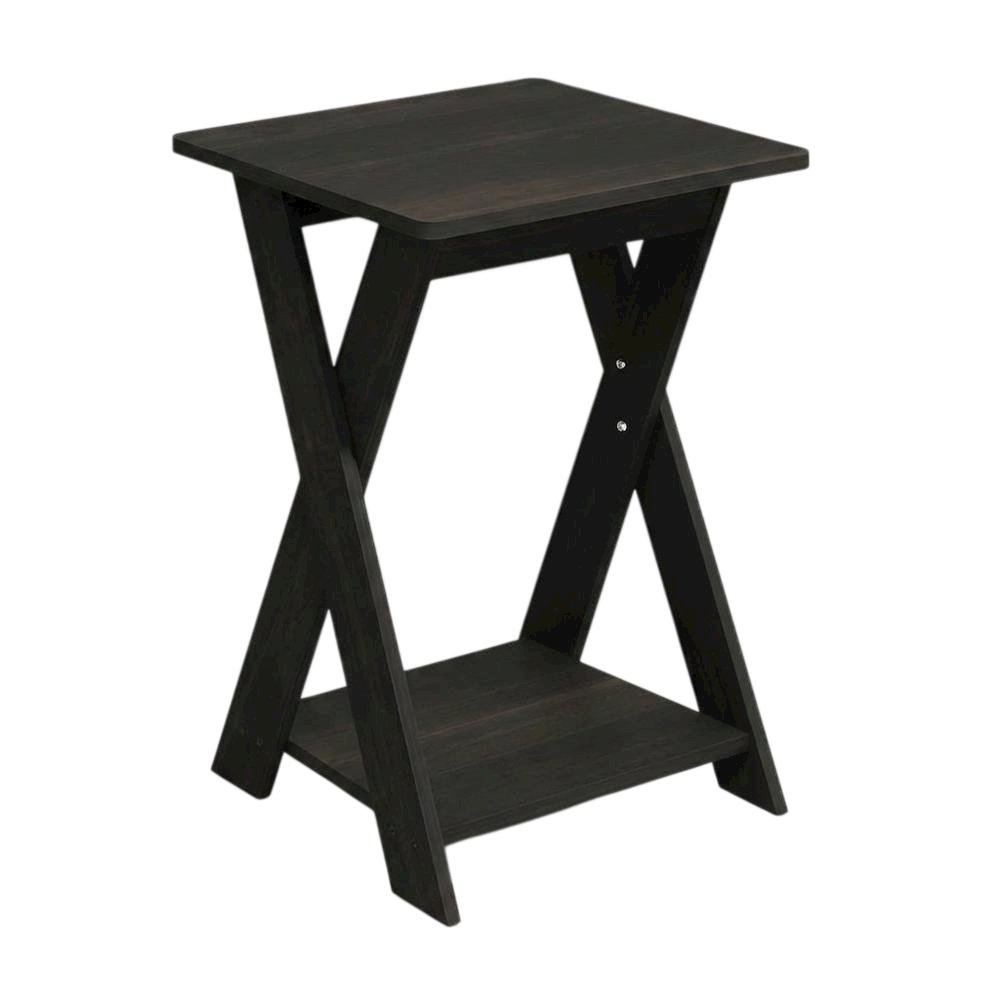 Black espresso end table with sleek surface and versatile design. Picture 1