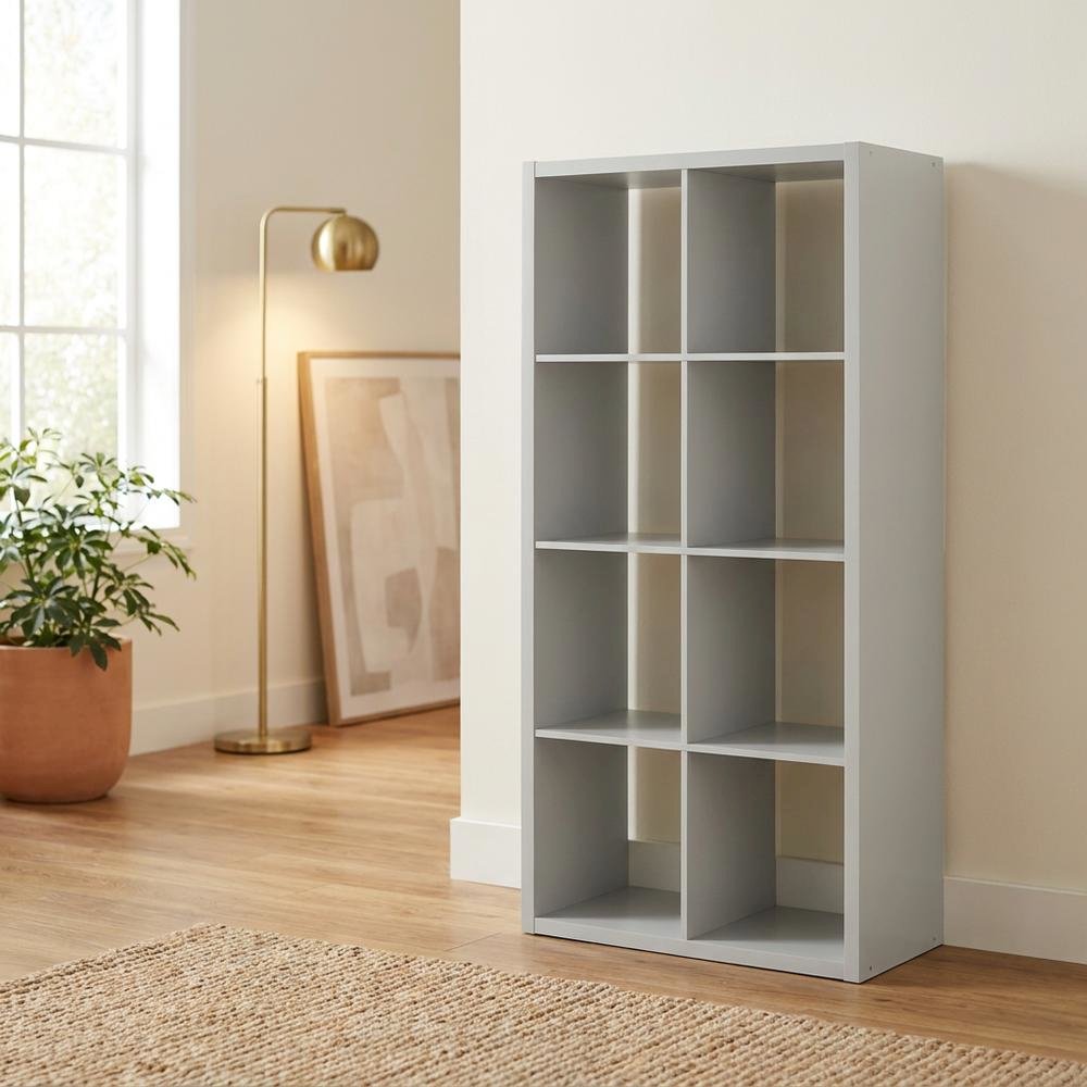 Gray 8-Cube Open Storage Organizer, Modular Shelving Unit. Picture 2
