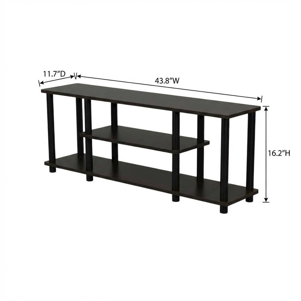 Walnut TV Stand with 3-Tier Open Storage and Modern Design. Picture 7