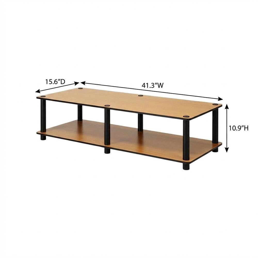 Light Cherry and Black TV Stand with Composite Wood and PVC Tubes. Picture 7