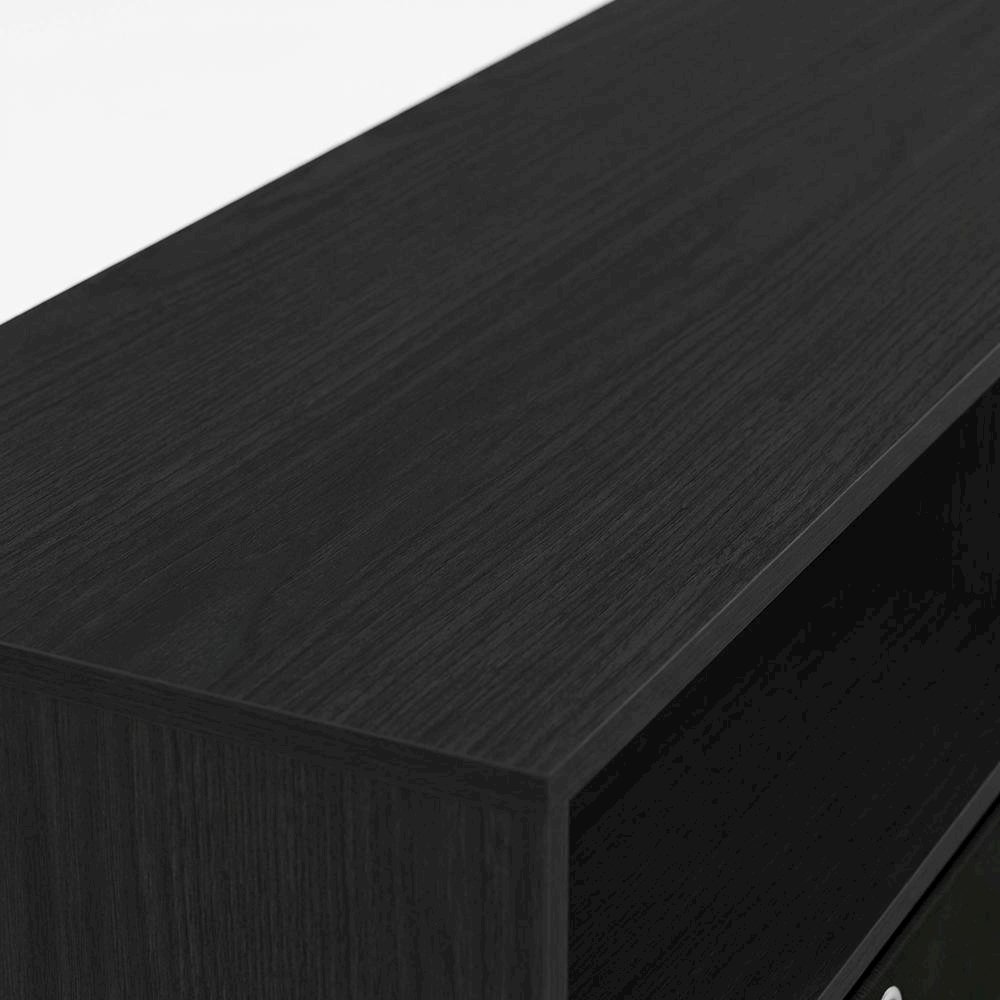 Wood TV stand for up to 55-inch with storage bins, stainless steel accents. Picture 5