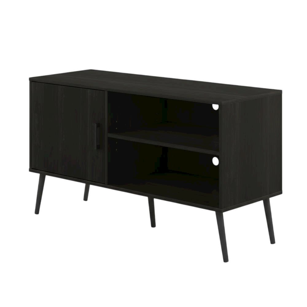 Espresso Wood TV Stand with One Cabinet and Shelves for Living Room. Picture 1