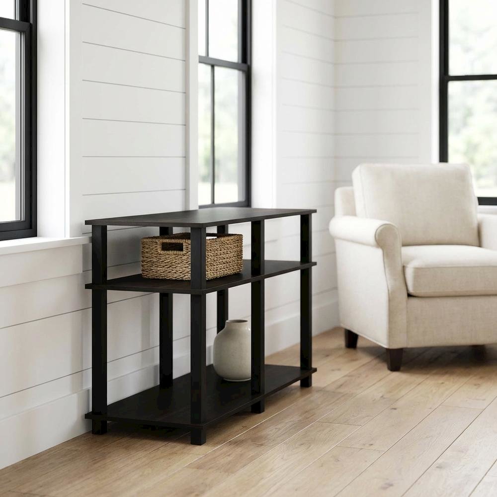 Wood TV stand with Espresso/Black finish for screens up to 40 inches. Picture 2