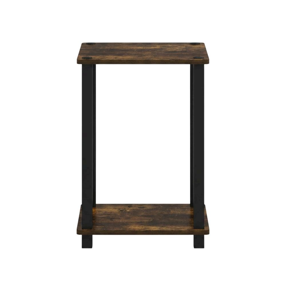 Small Amber Pine and Black End Table with Sleek Design. Picture 4