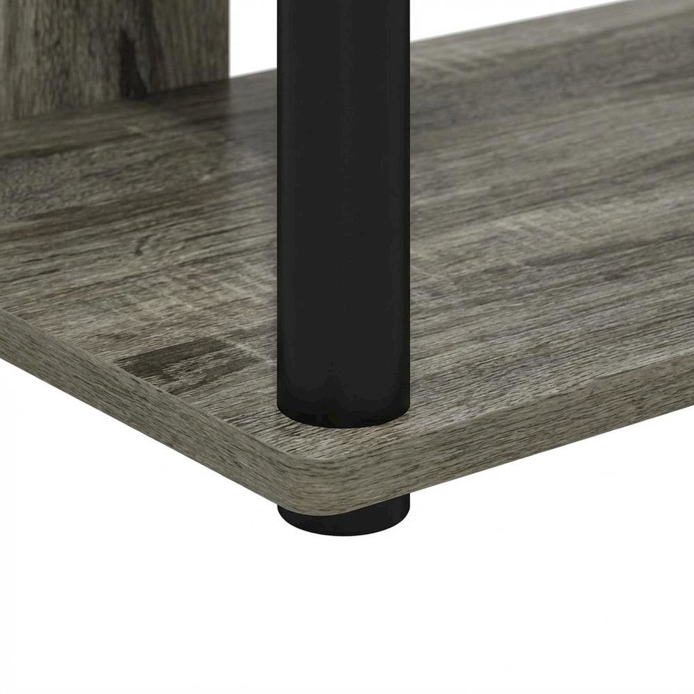 French Oak and Black Finish 2-Tier End Table with Stylish Storage. Picture 6