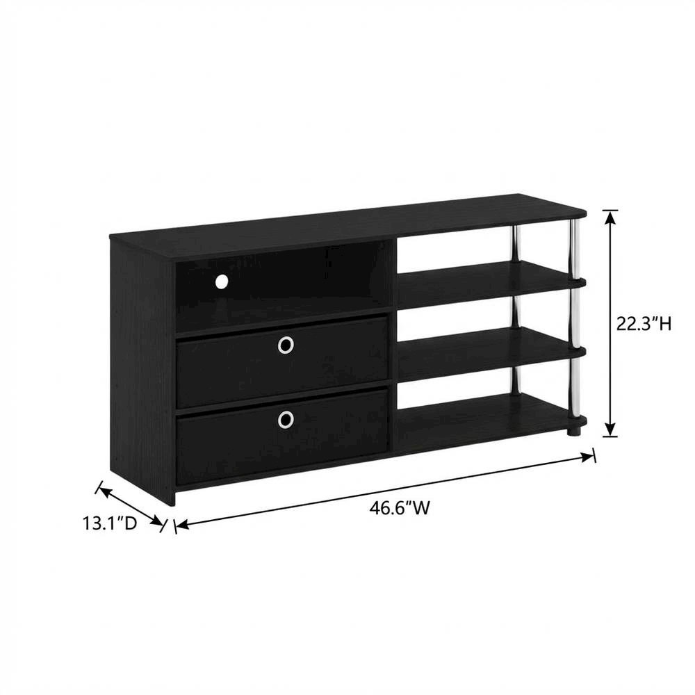 Wood TV stand for up to 55-inch with storage bins, stainless steel accents. Picture 7