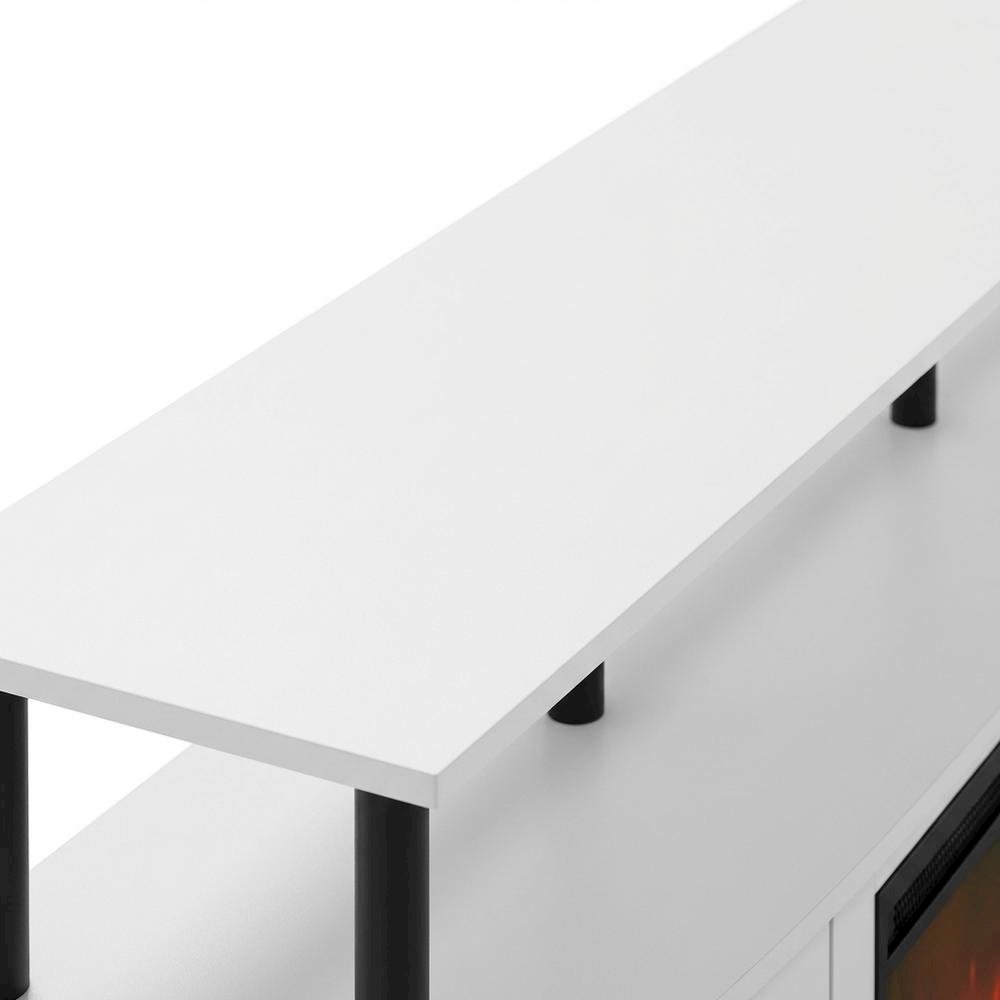 White Fireplace Entertainment Center, Doors, Storage Cabinet, Up to 55-Inch TV. Picture 5