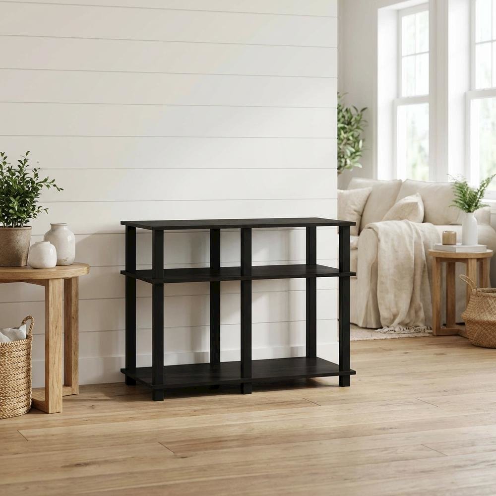 Wood TV stand with Espresso/Black finish for screens up to 40 inches. Picture 3