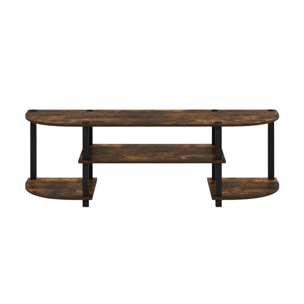 Wood TV Stand with Amber Pine and Black Finish for Living Room Storage. Picture 4