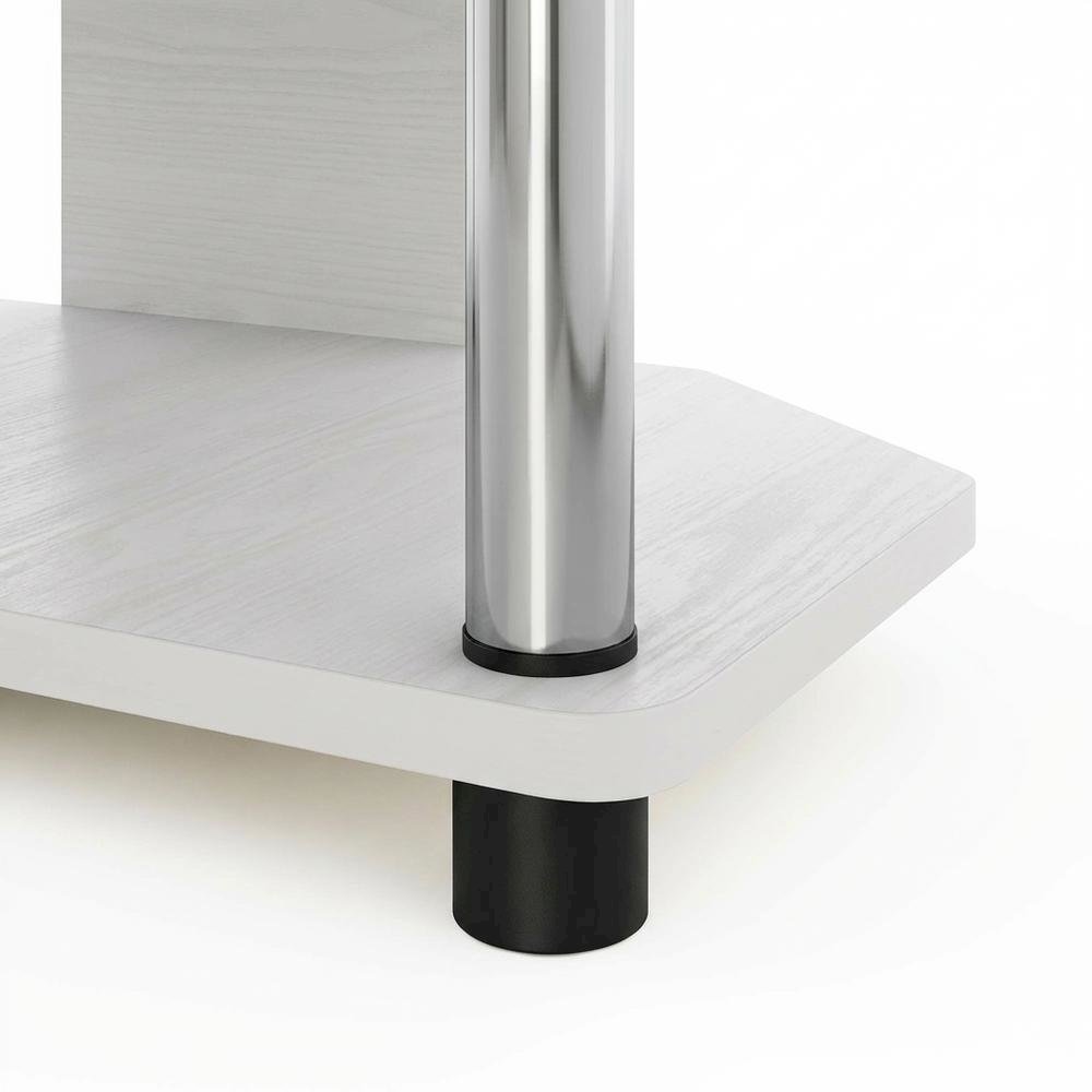 Wooden TV stand, modern white oak, chrome accents, living room furniture. Picture 6