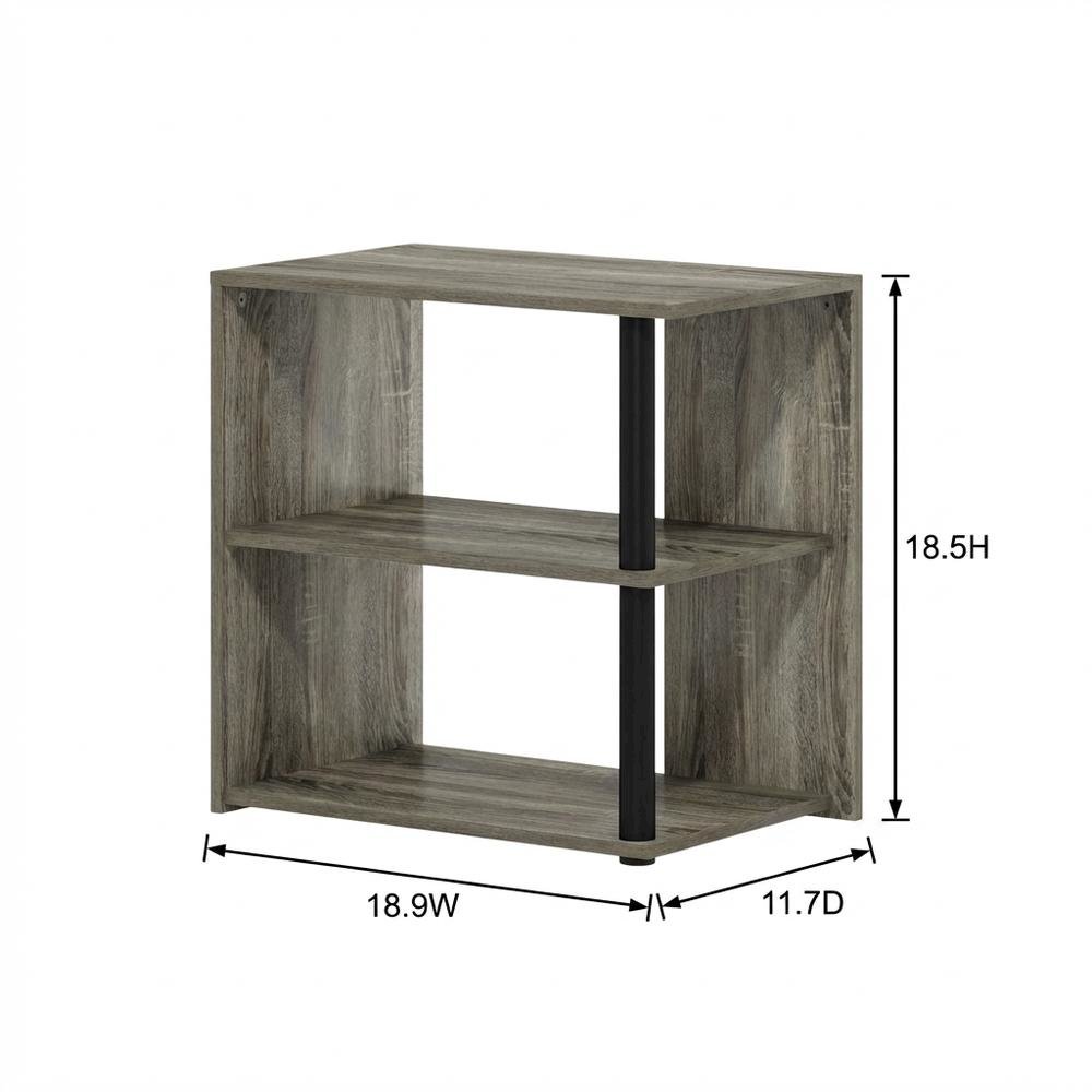 French Oak and Black Finish 2-Tier End Table with Stylish Storage. Picture 7