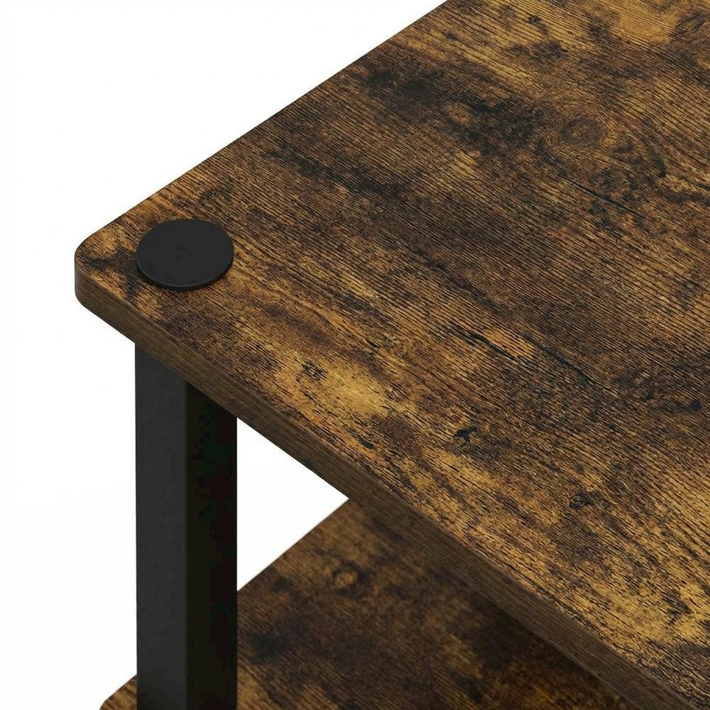Amber Pine and Black 3-Tier End Table with Open Shelving and Modern Style. Picture 5