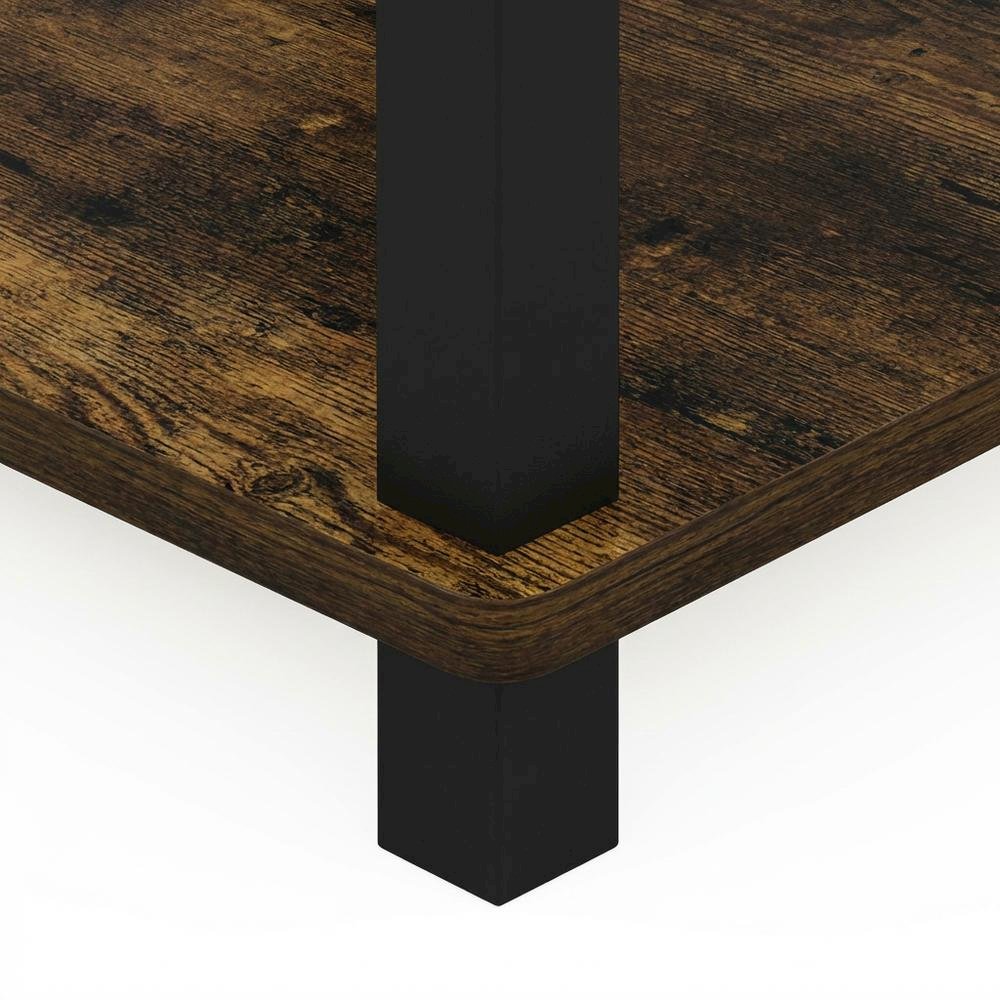 Amber Pine and Black 3-Tier End Table with Open Shelving and Modern Style. Picture 6