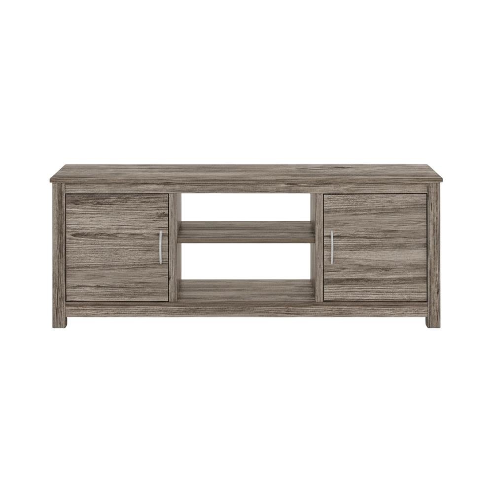 Wooden TV stand with rustic oak finish for up to 65-inch screens, ample storage. Picture 4