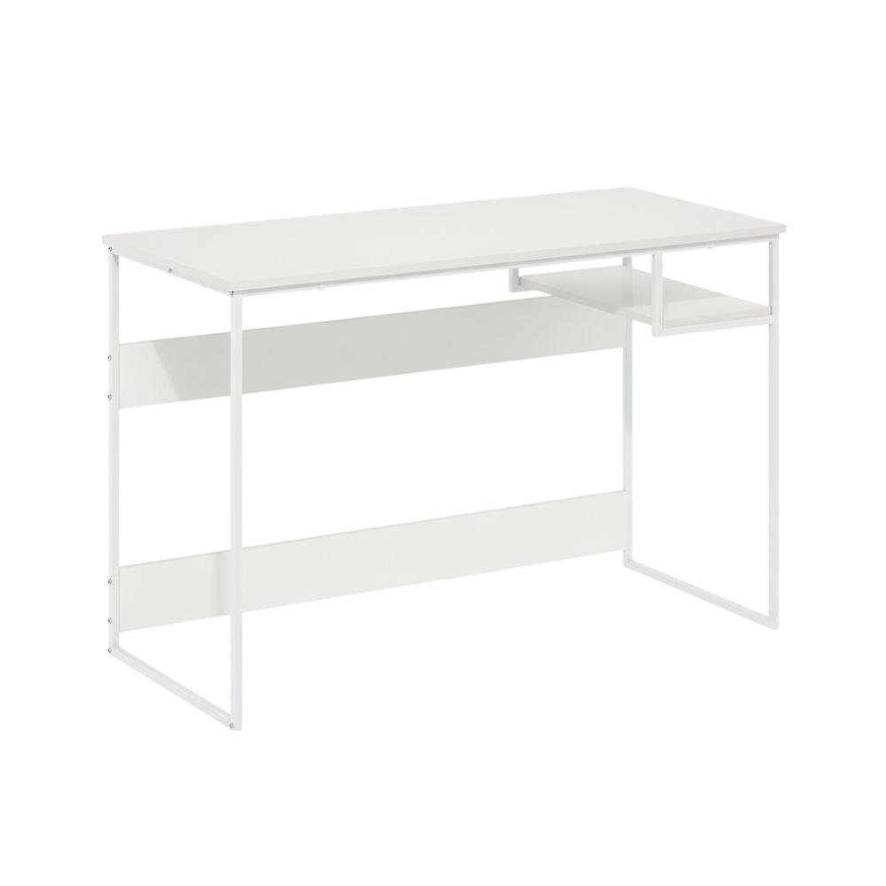 White Study Desk With Solid Finish And Spacious Workspace. Picture 1