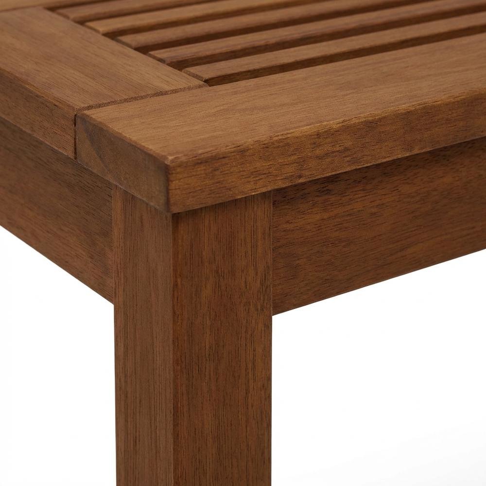 Backless outdoor garden bench with light wood finish for patio and deck sitting. Picture 6