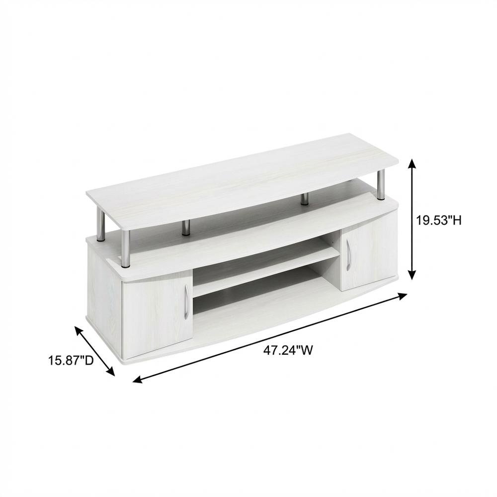 White wood entertainment center for TVs up to 55 inches with ample storage space. Picture 7