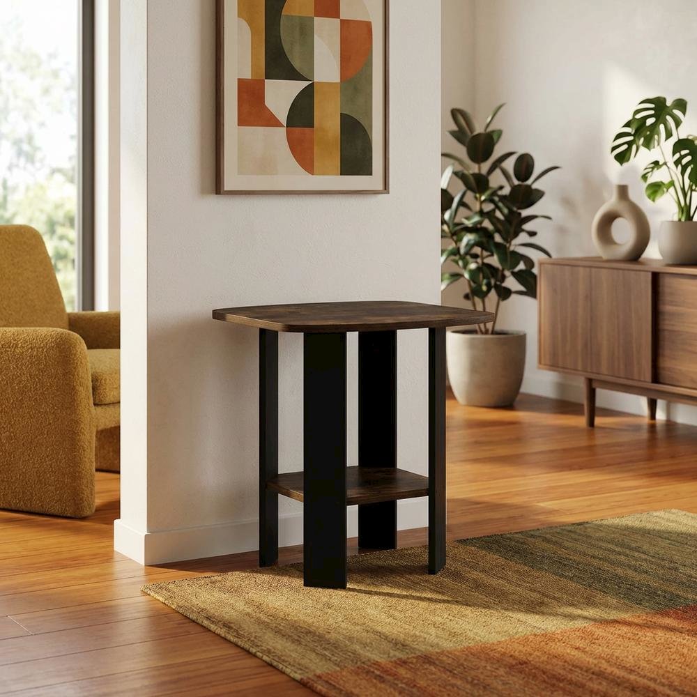Amber Pine and Black Finish Accent End Table for Living Room. Picture 3