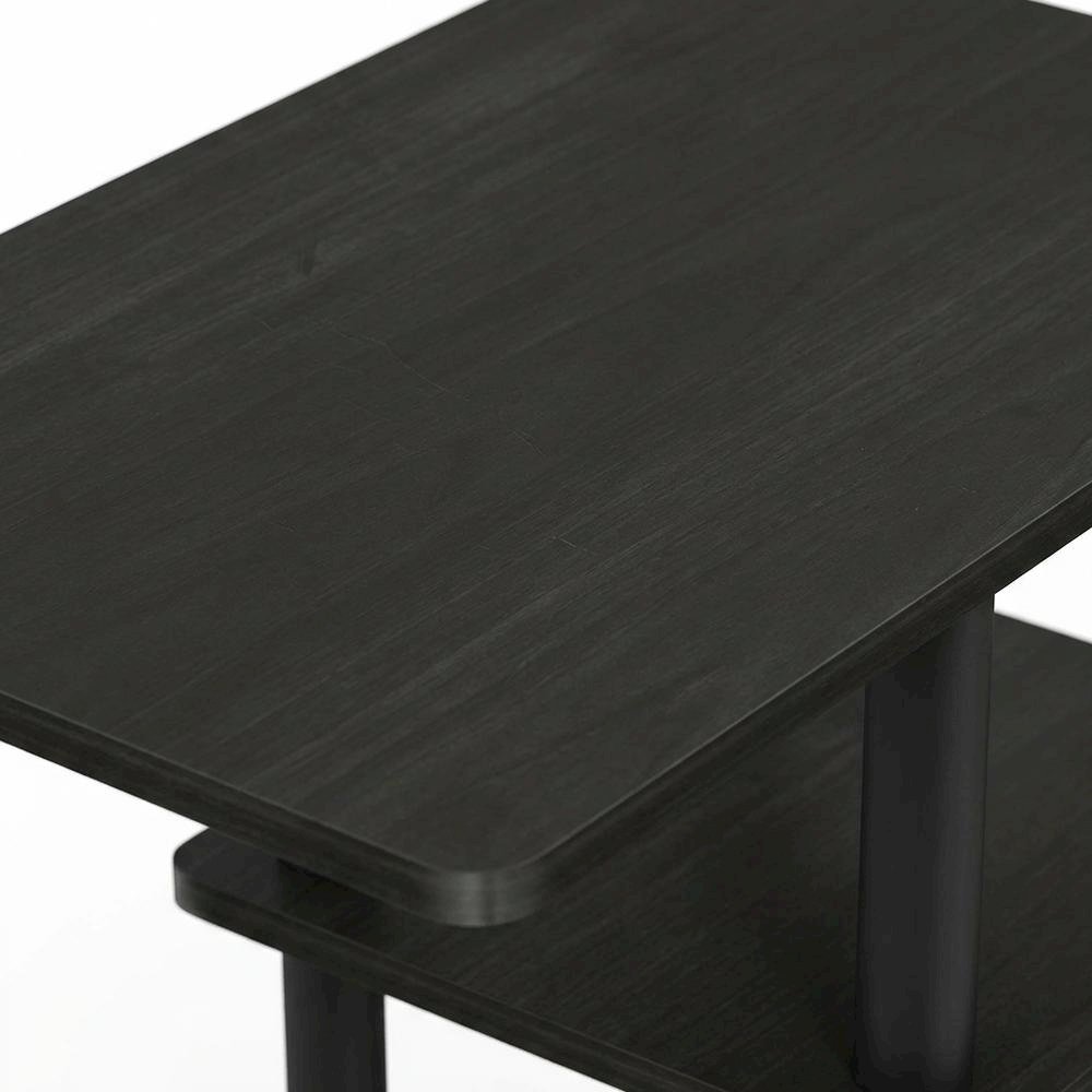 Espresso, U-Shape Sofa Side Table, Rolling Casters. Picture 6