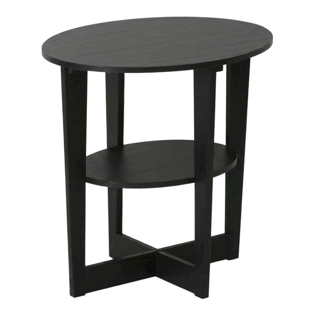 Walnut Round End Table with Sleek Modern Design for Living Room. Picture 1