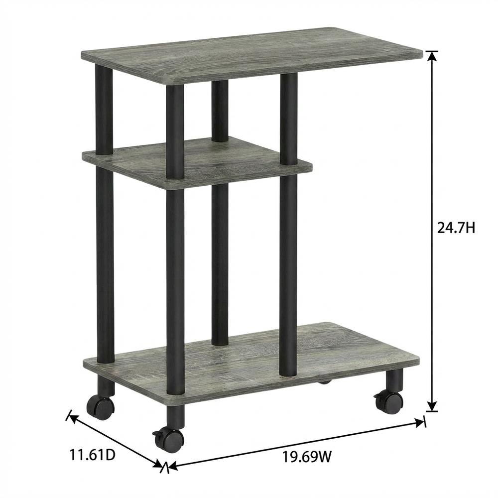 French Oak Grey, U-Shape Sofa Side Table, Rolling Casters. Picture 7
