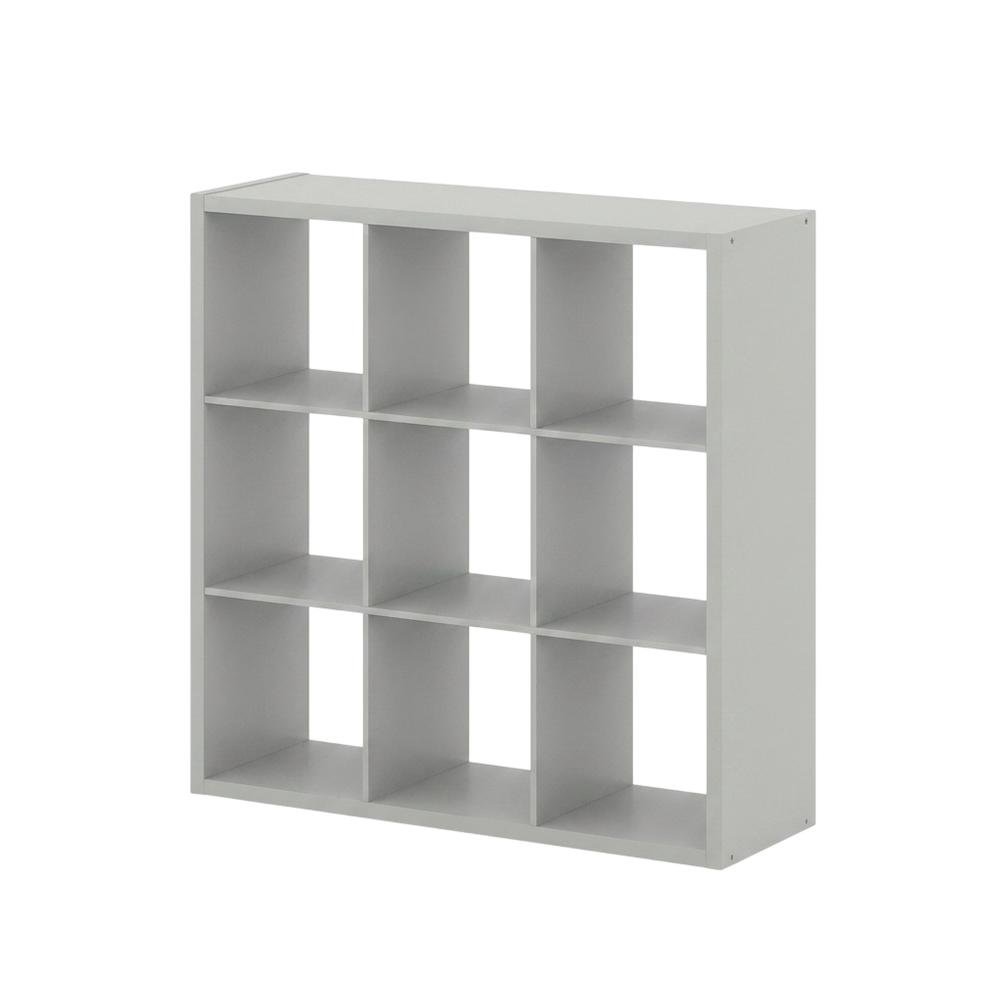 Gray Wood Open Back Wide Closet Organizer Shelf Wardrobe Cabinet. Picture 1