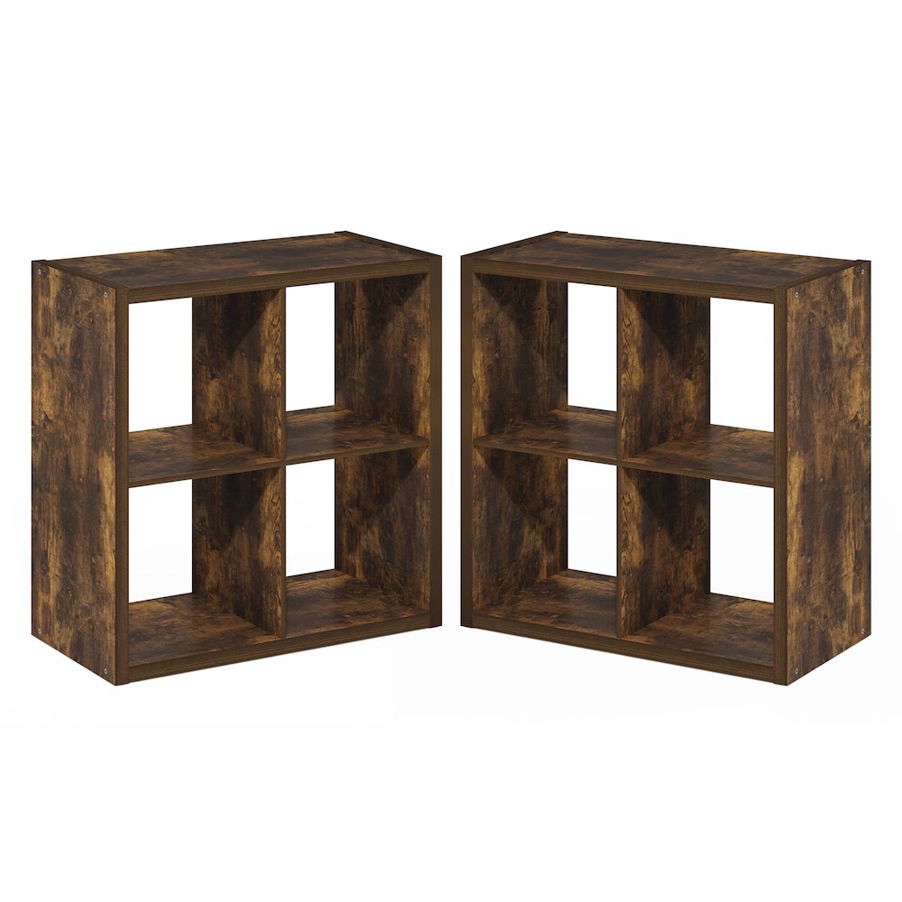 CUBICLE Set of 2, 4-Cube Bookshelf, Reversible, 14.6x30x30, Amber Pine. Picture 1