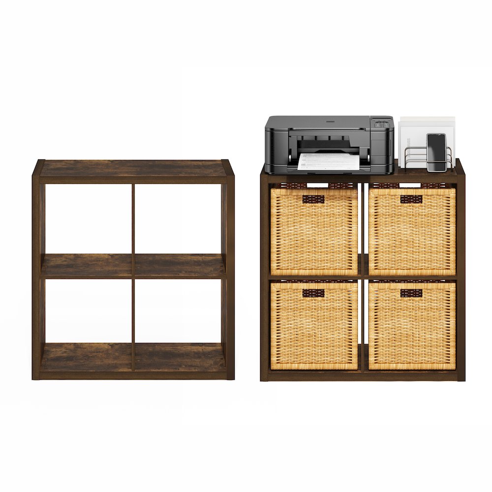 CUBICLE Set of 2, 4-Cube Bookshelf, Reversible, 14.6x30x30, Amber Pine. Picture 5