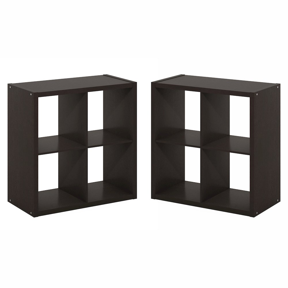 CUBICLE Set of 2, 4-Cube Bookshelf, Reversible, 14.6x30x30, Black Dark Oak. Picture 1